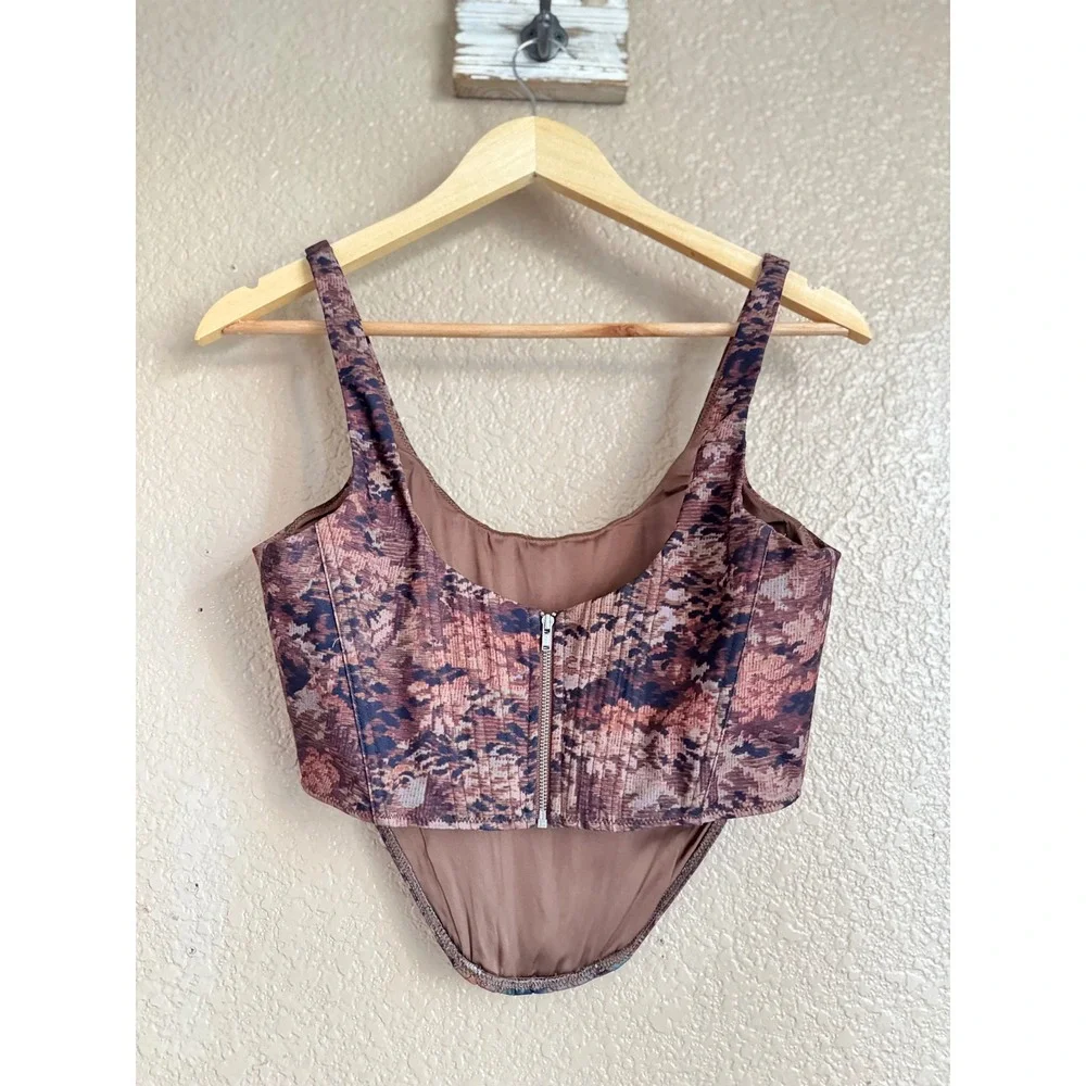 White Fox Boutique Brown Cherub Renaissance Corset Top Mesh Bustier Medium